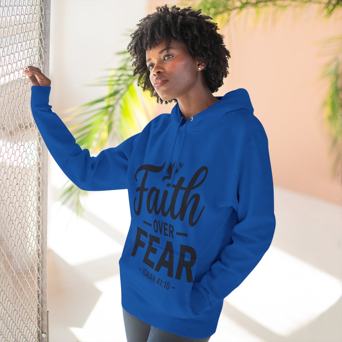 Faith Over Fear Hoodie — Christian Inspirational Pullover (Isaiah 41:10)