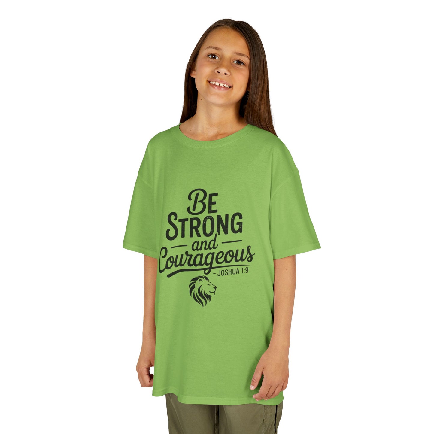 Kids Tee — "Be Strong and Courageous" Inspirational Bible Verse (Joshua 1:9)