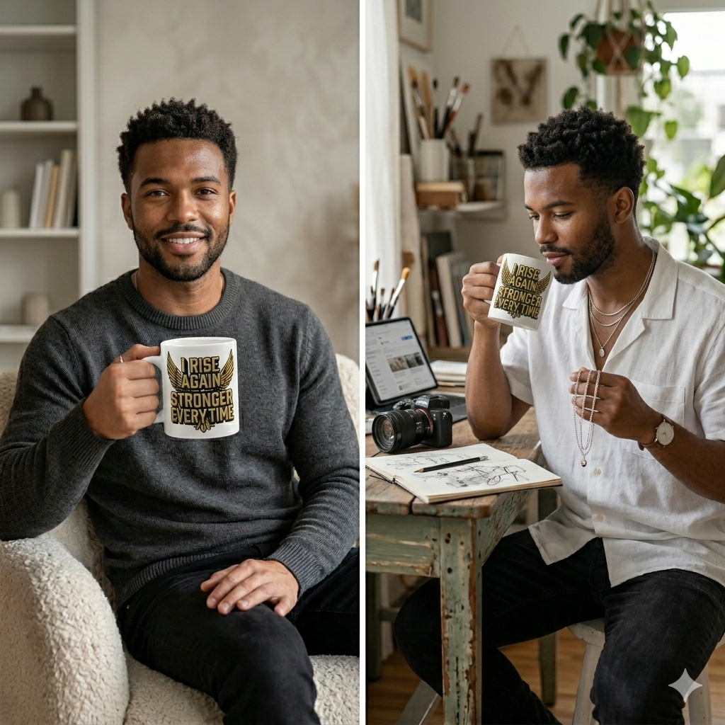 Motivational Coffee Mug – “I Rise Again Stronger Every Time” Ceramic Mug (11oz & 15oz)
