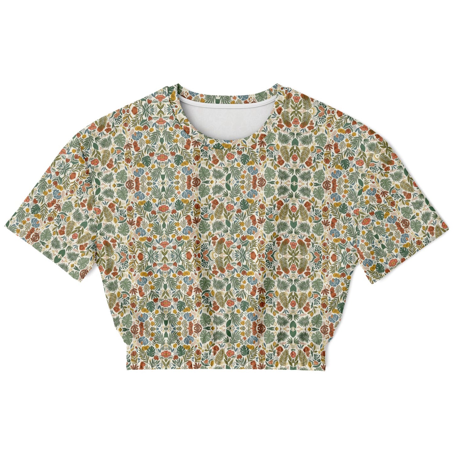 Fashion Cropped Short Sleeve Sweatshirt - AOP