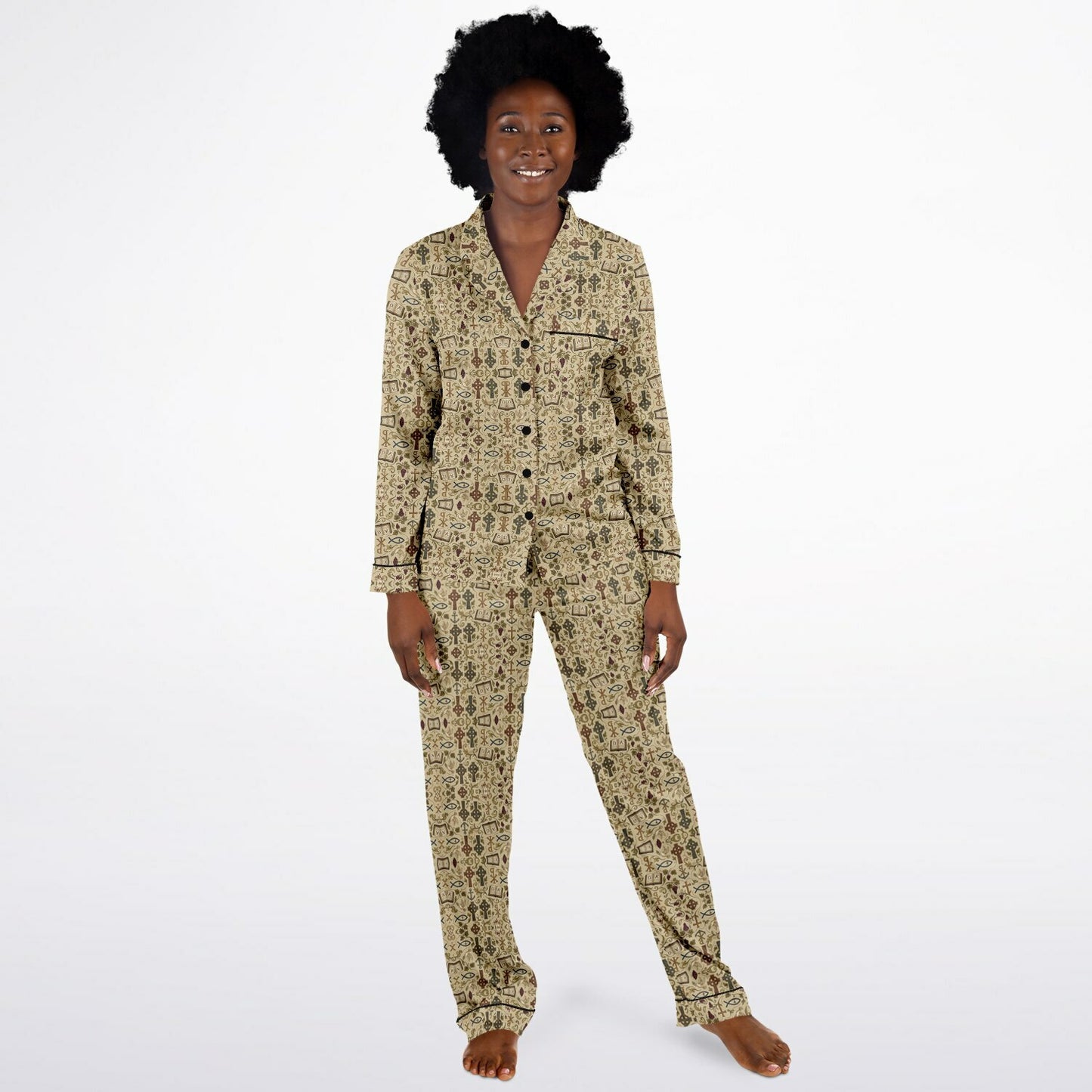 Women's Satin Pajamas - AOP