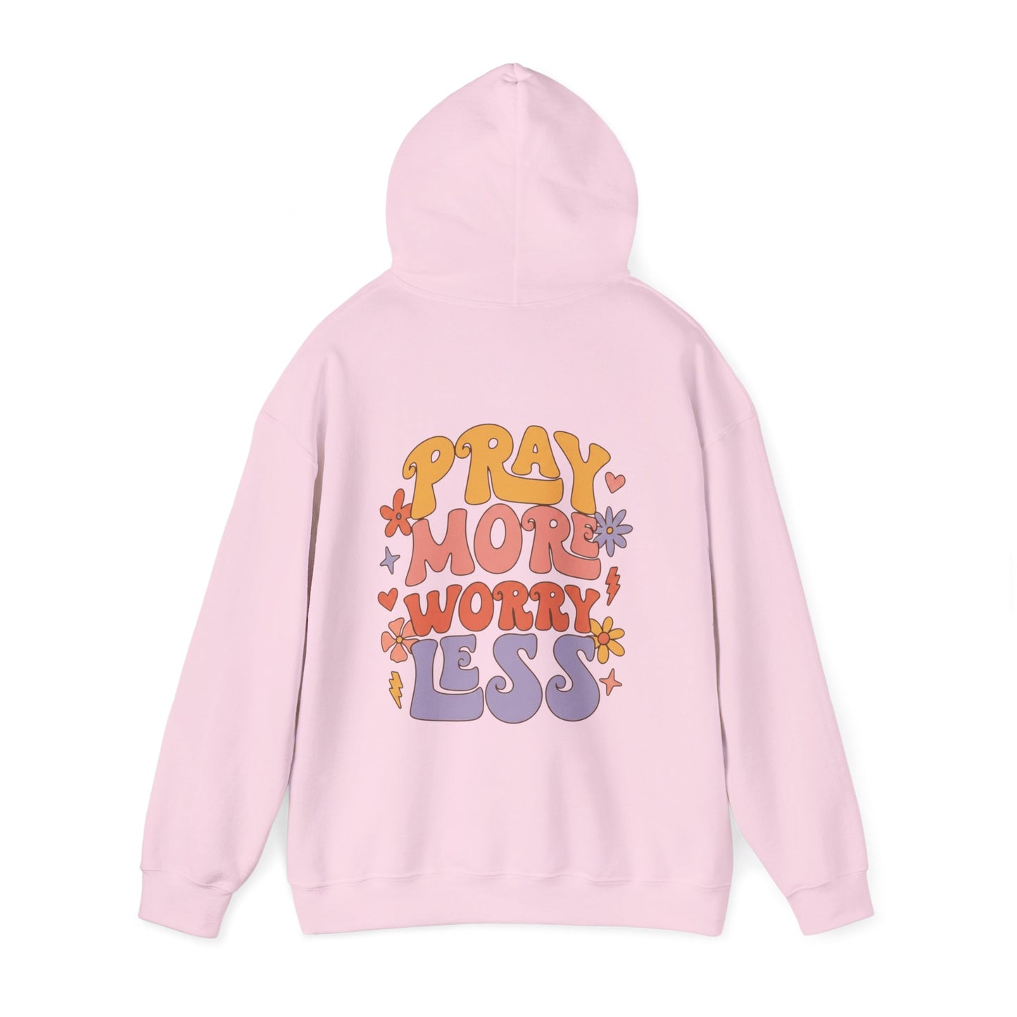 Pray More Worry Less Hoodie — Retro Floral Faith Pullover