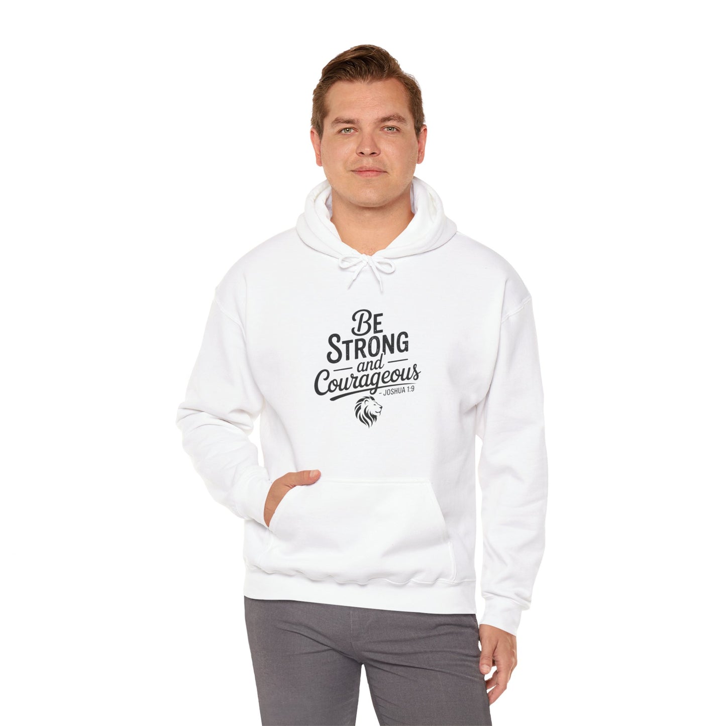 Be Strong and Courageous Hoodie – Inspirational Christian Scripture Sweatshirt