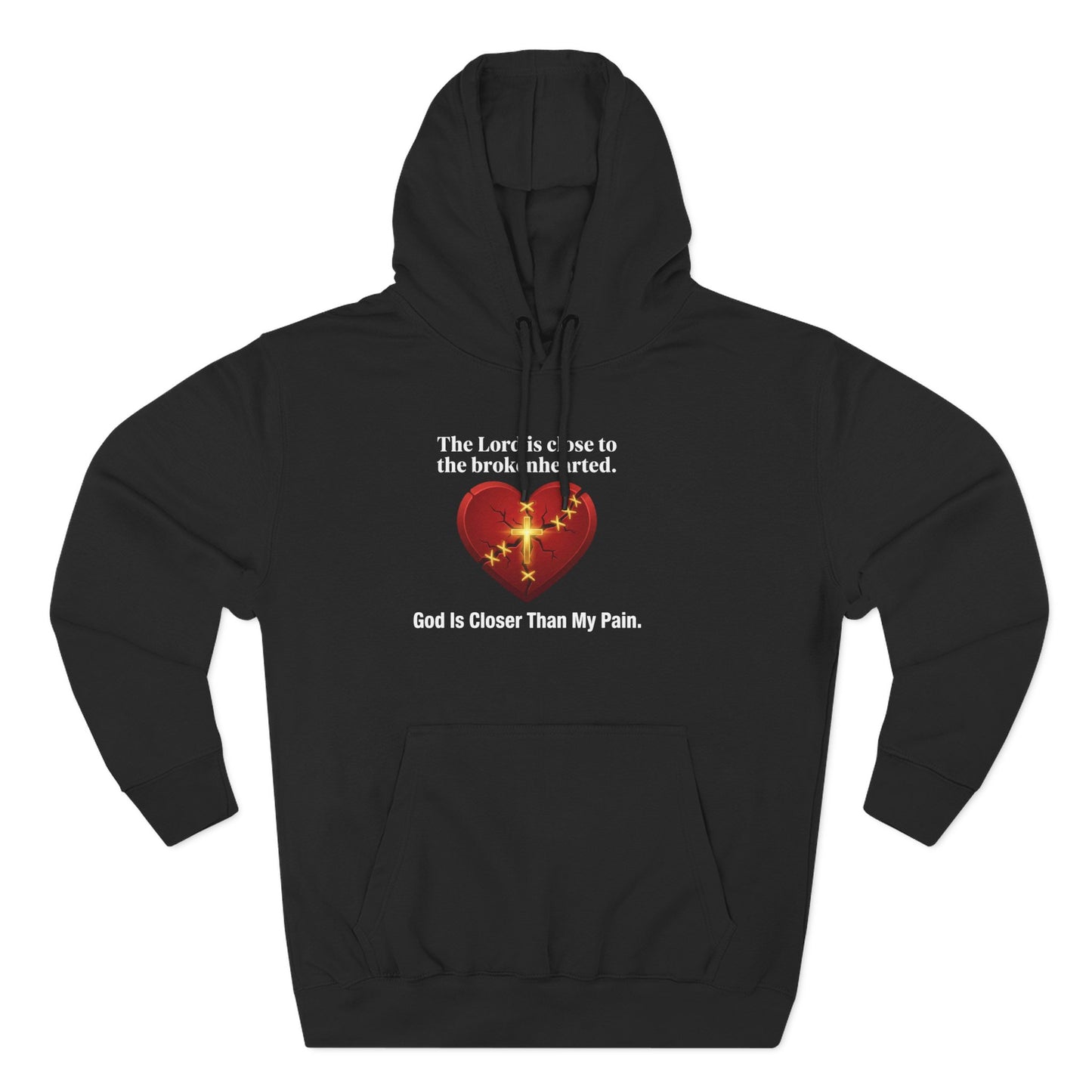 Christian Heart Hoodie – "God Is Closer Than My Pain" Inspirational Pullover