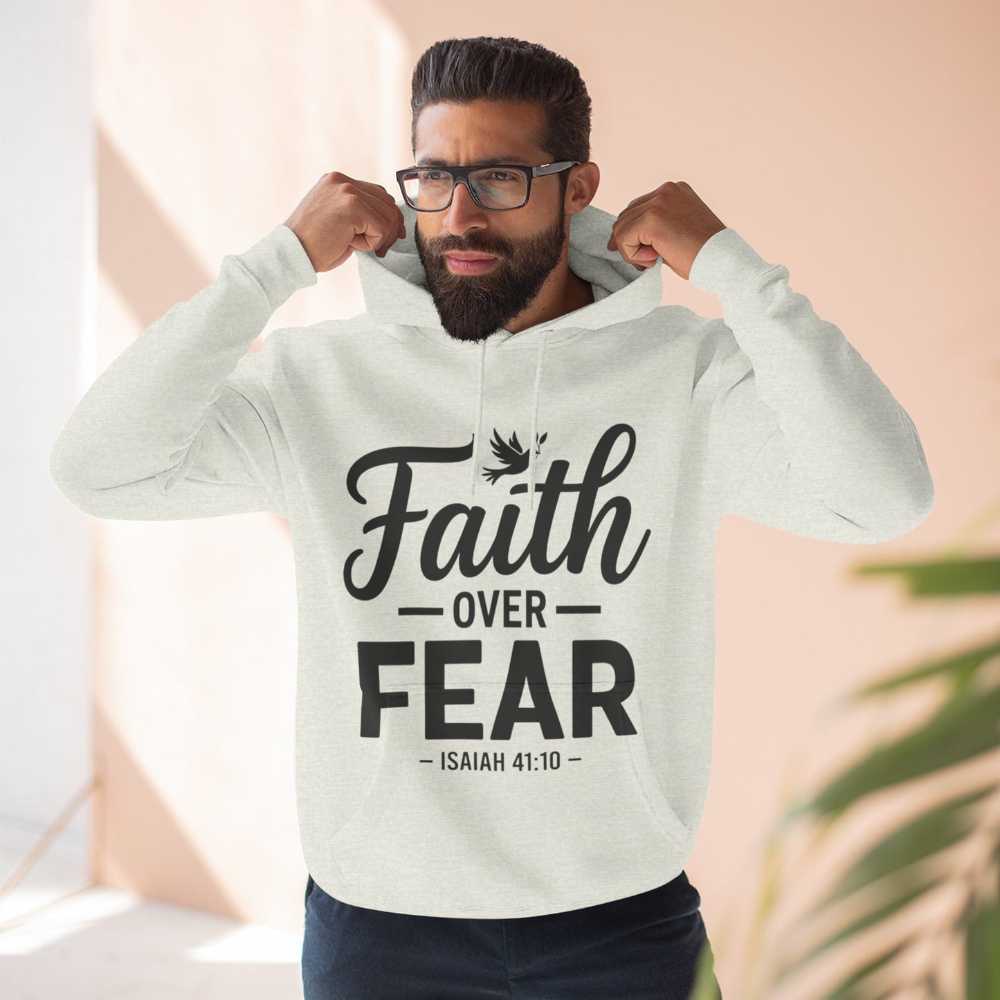 Faith Over Fear Hoodie — Christian Inspirational Pullover (Isaiah 41:10)