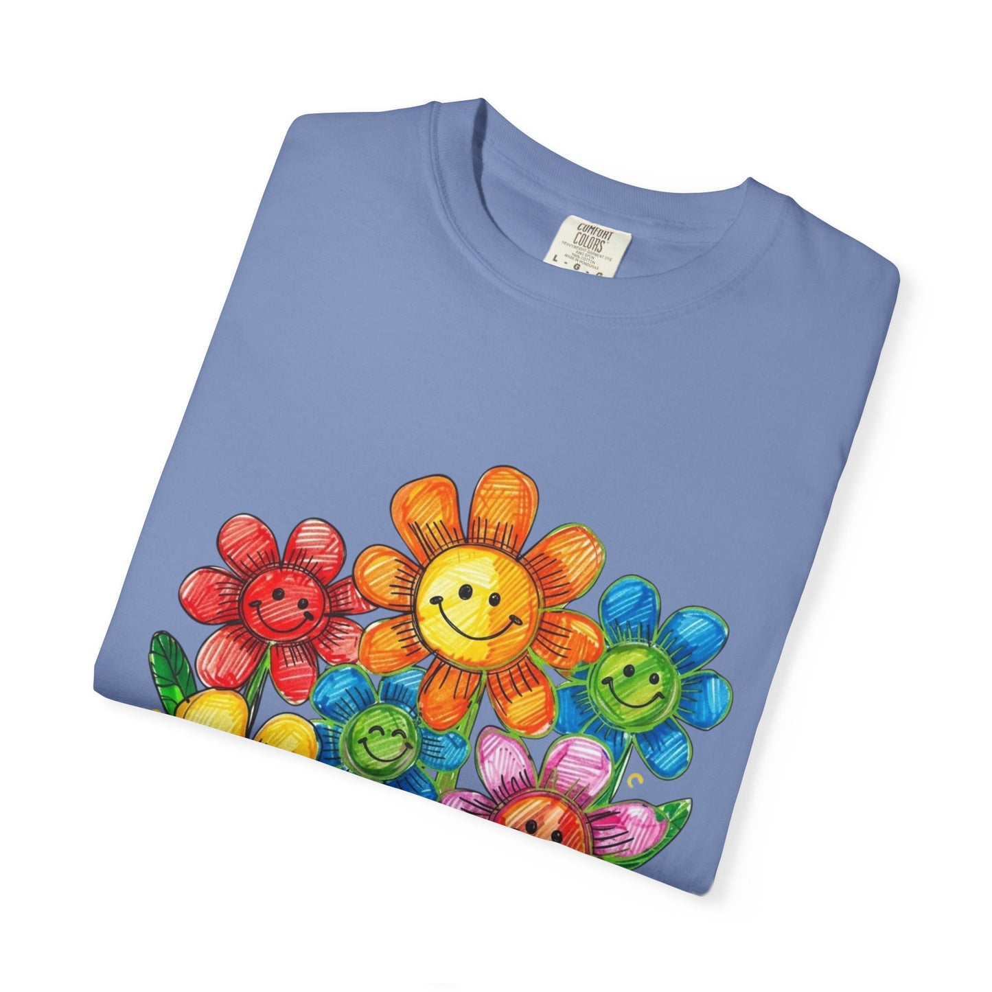 Smiling Rainbow Flower Graphic T-Shirt