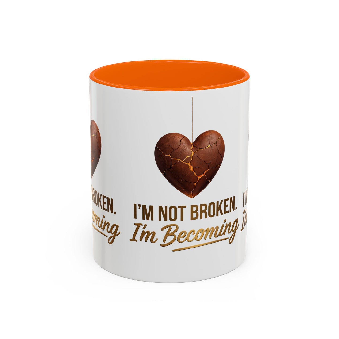 Kintsugi Heart Coffee Mug - "I'm Not Broken, I'm Becoming" Inspirational Ceramic Mug