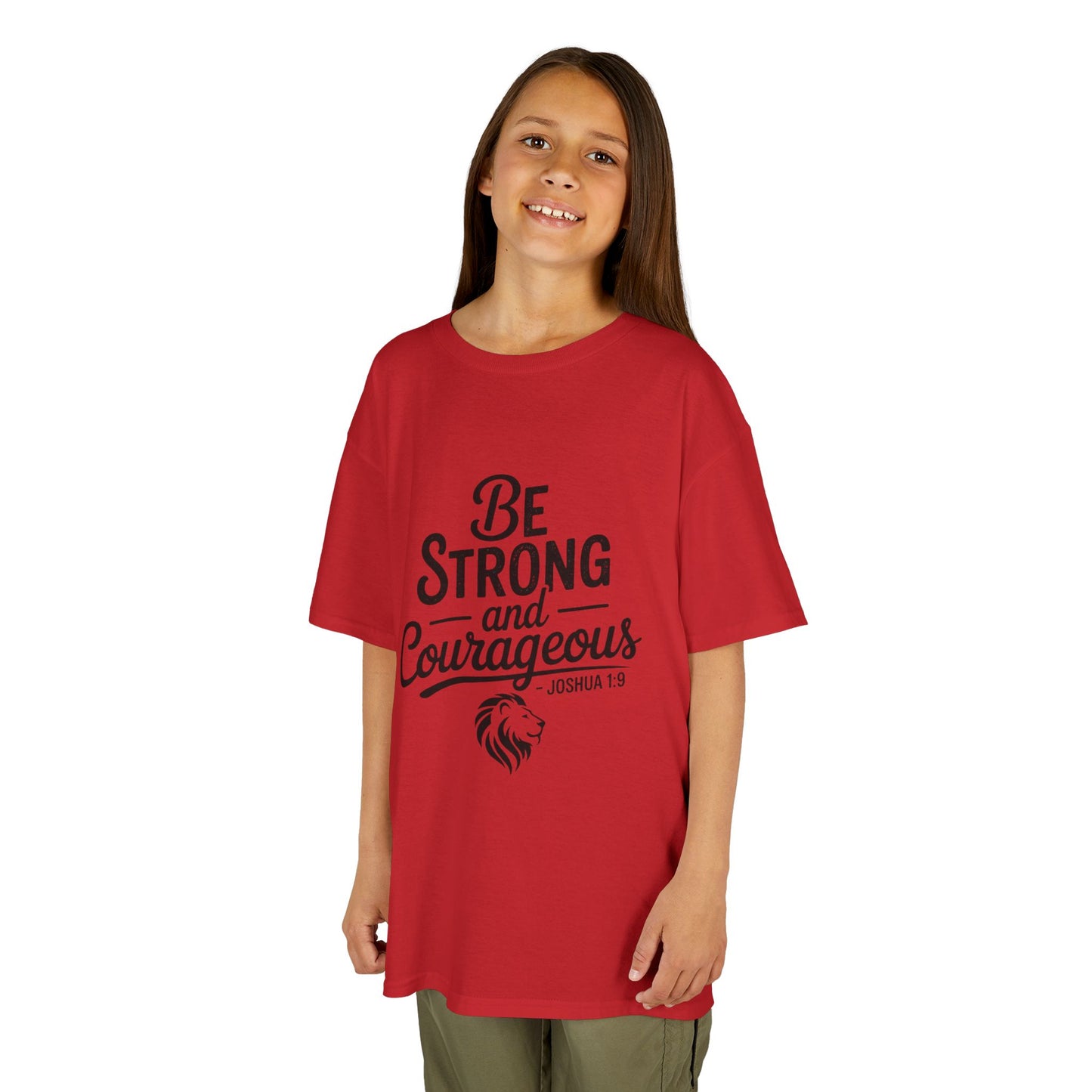 Kids Tee — "Be Strong and Courageous" Inspirational Bible Verse (Joshua 1:9)