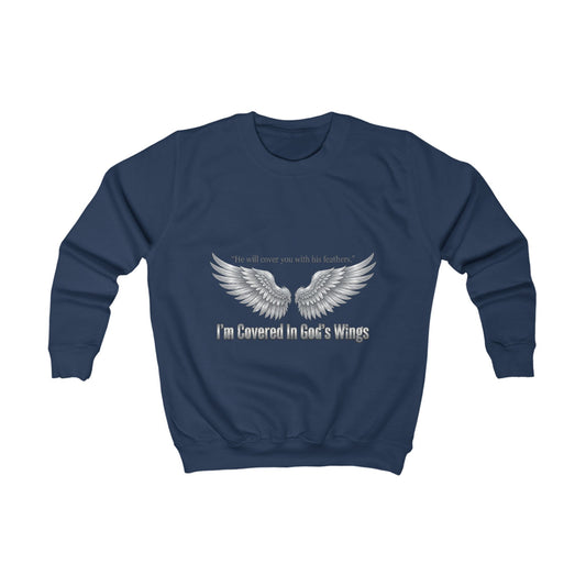 Kids Sweatshirt — 'I'm Covered in Daddy's Wings' Angel Wing Memorial Pullover
