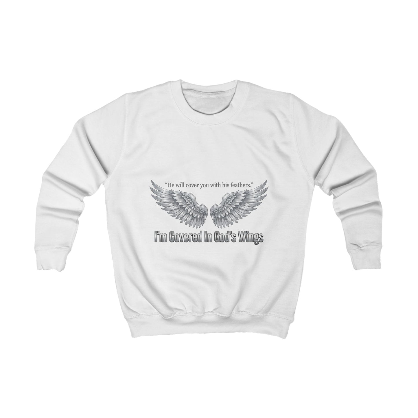 Kids Sweatshirt — 'I'm Covered in Daddy's Wings' Angel Wing Memorial Pullover