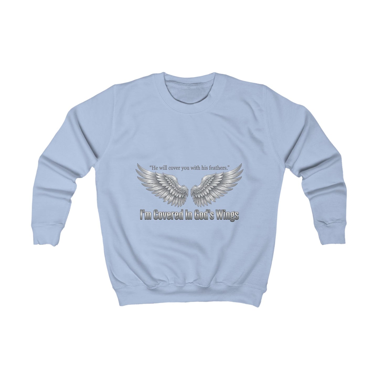 Kids Sweatshirt — 'I'm Covered in Daddy's Wings' Angel Wing Memorial Pullover