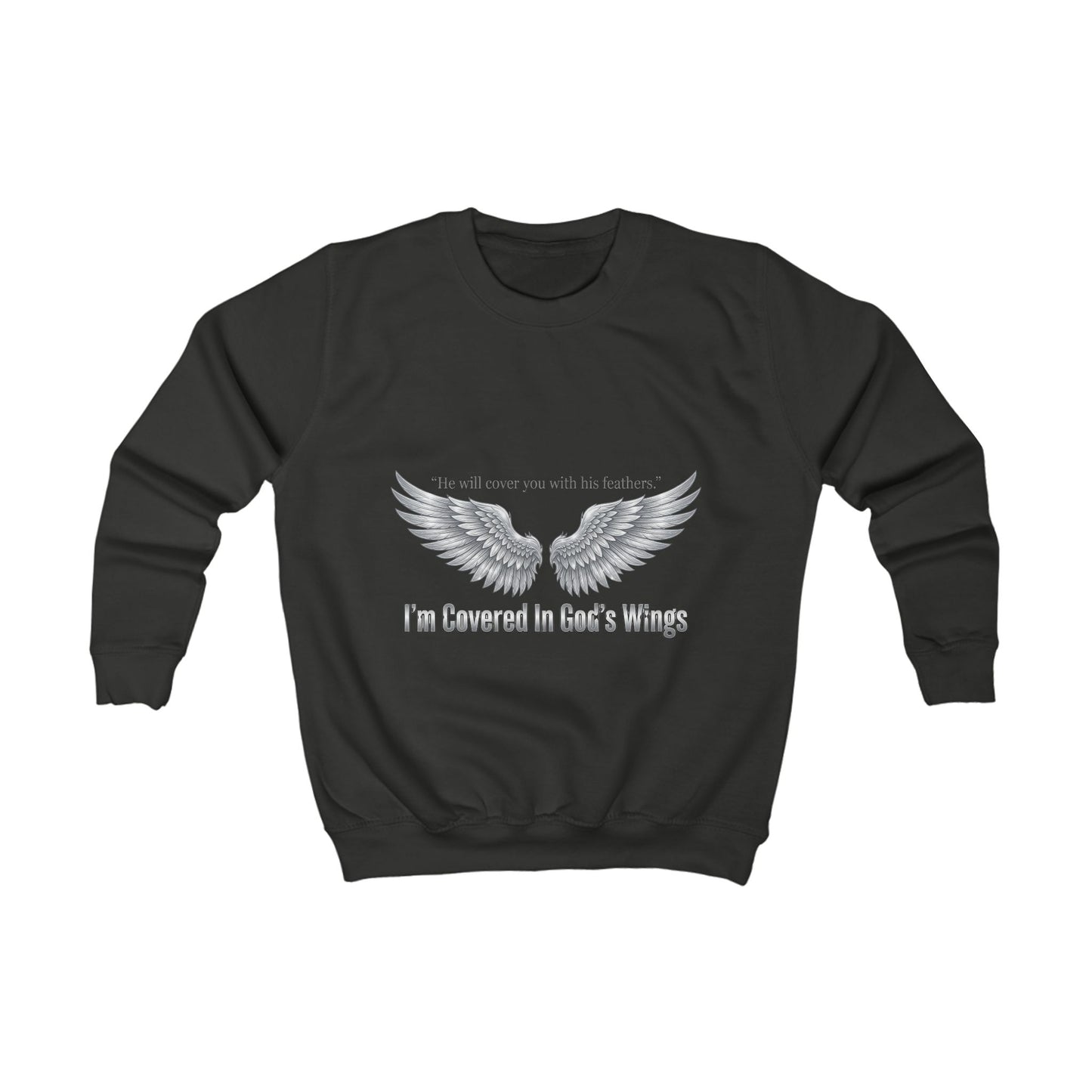 Kids Sweatshirt — 'I'm Covered in Daddy's Wings' Angel Wing Memorial Pullover