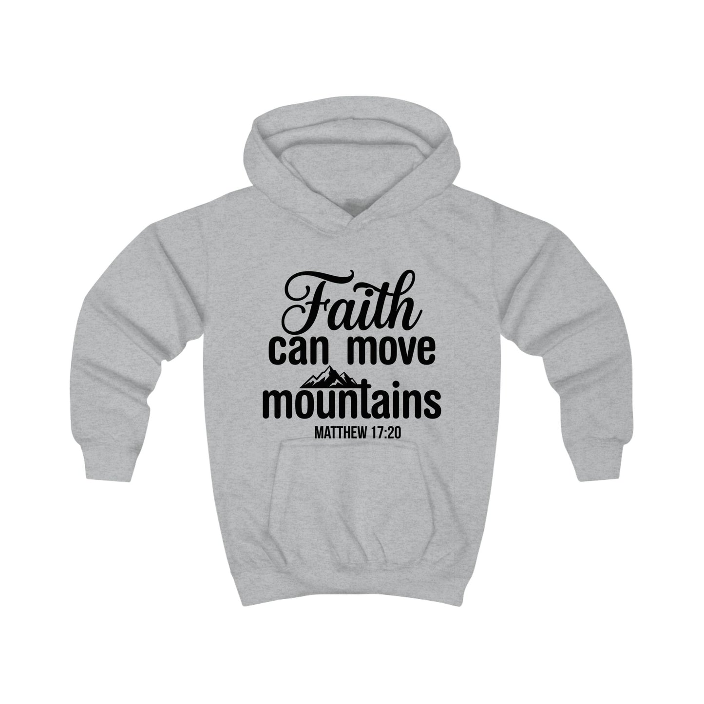 Kids Hoodie - "Faith Can Move Mountains" Christian Scripture Hoodie (Matthew 17:20)