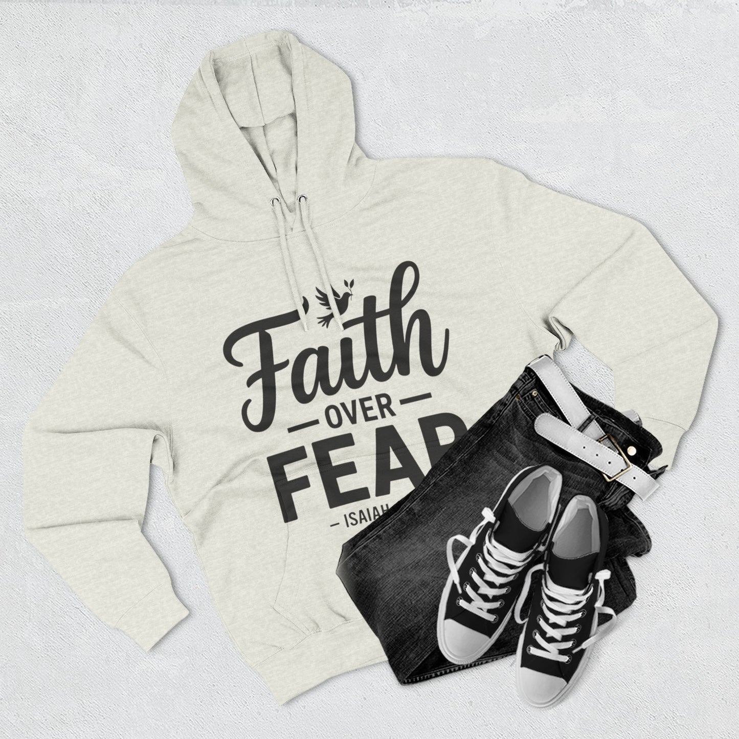 Faith Over Fear Hoodie — Christian Inspirational Pullover (Isaiah 41:10)