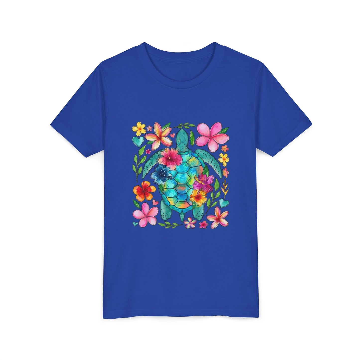 Youth Tee — Colorful Floral Sea Turtle Kids Shirt