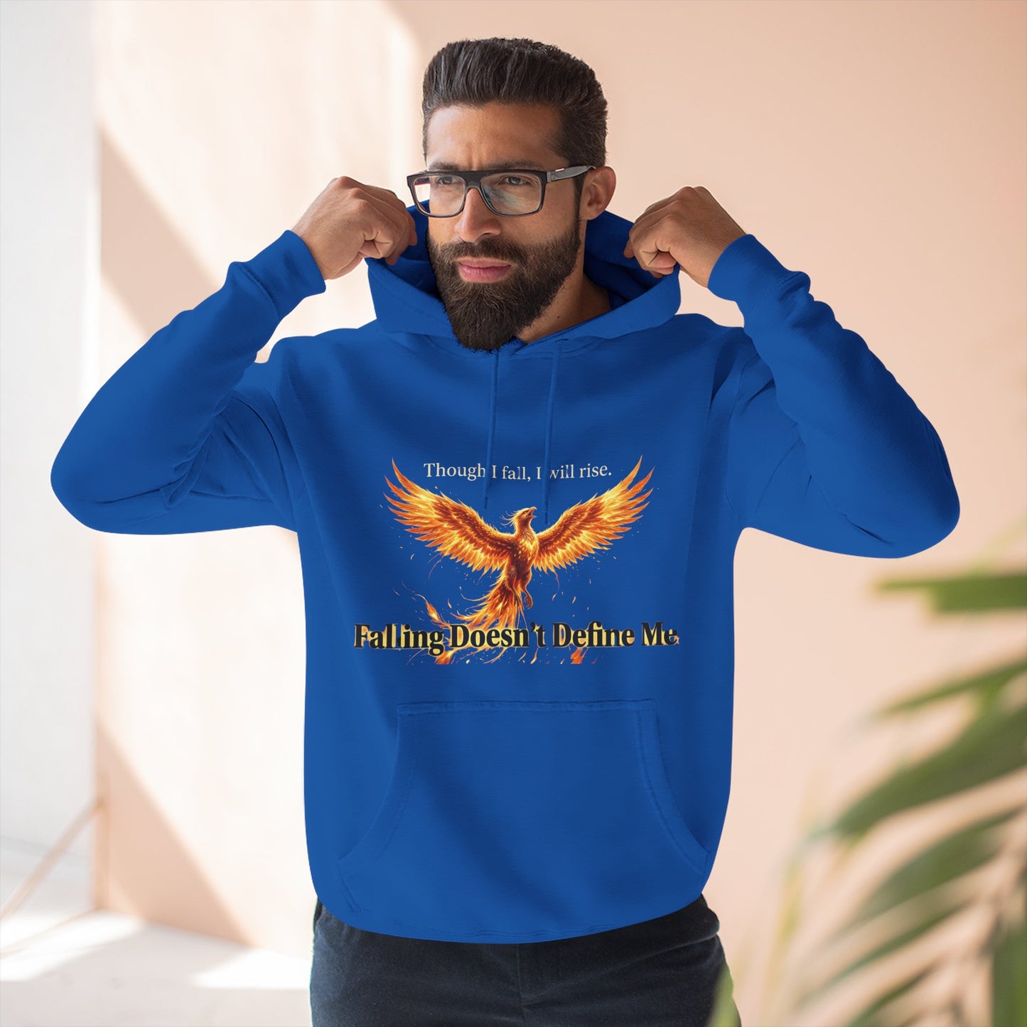 Phoenix Rise Hoodie — "Though I Fall I Will Rise" Inspirational Pullover