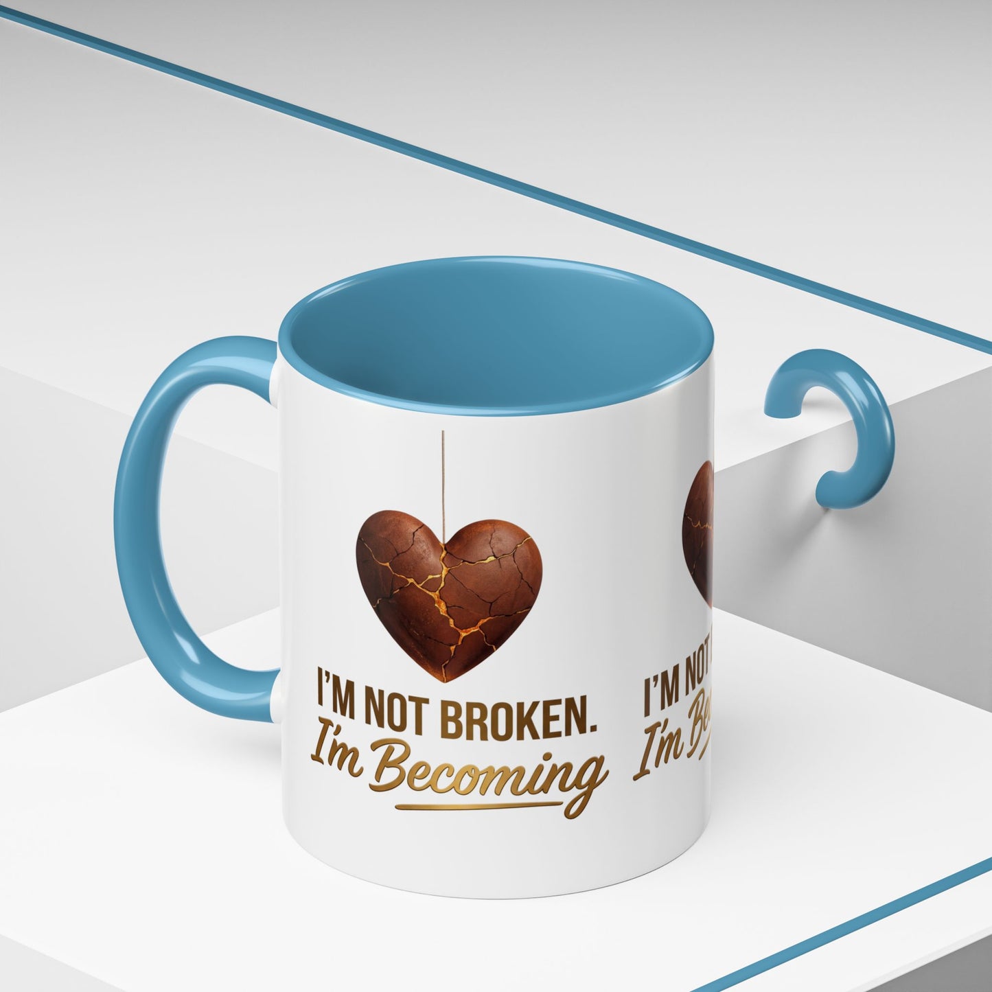 Kintsugi Heart Coffee Mug - "I'm Not Broken, I'm Becoming" Inspirational Ceramic Mug