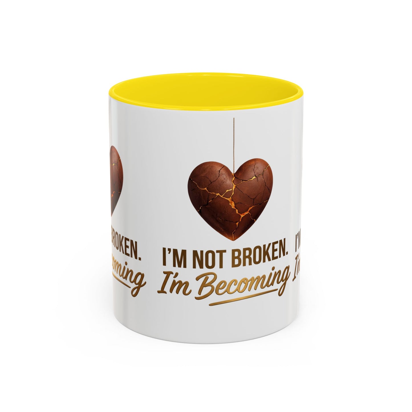 Kintsugi Heart Coffee Mug - "I'm Not Broken, I'm Becoming" Inspirational Ceramic Mug