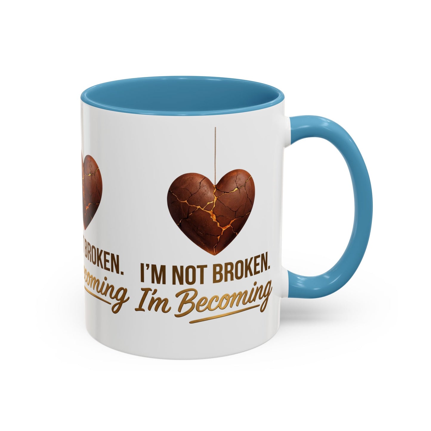 Kintsugi Heart Coffee Mug - "I'm Not Broken, I'm Becoming" Inspirational Ceramic Mug