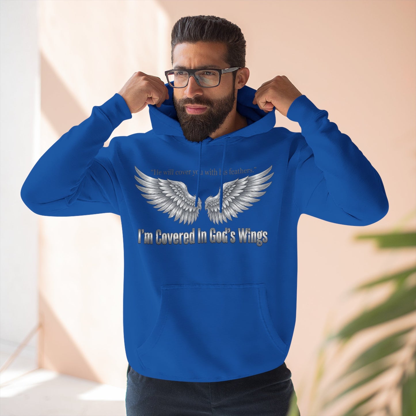 He’ll Cover You With His Feathers Hoodie – I’m Sheltered In God’s Wings Religious Pullover