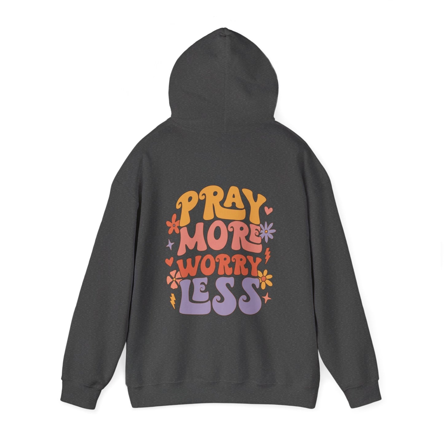 Pray More Worry Less Hoodie — Retro Floral Faith Pullover