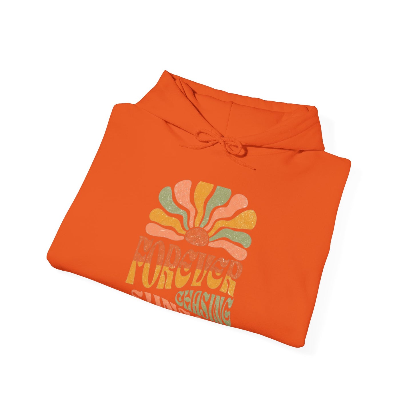 Forever Chasing Sunsets Hoodie — Retro Sunset Graphic Hooded Sweatshirt
