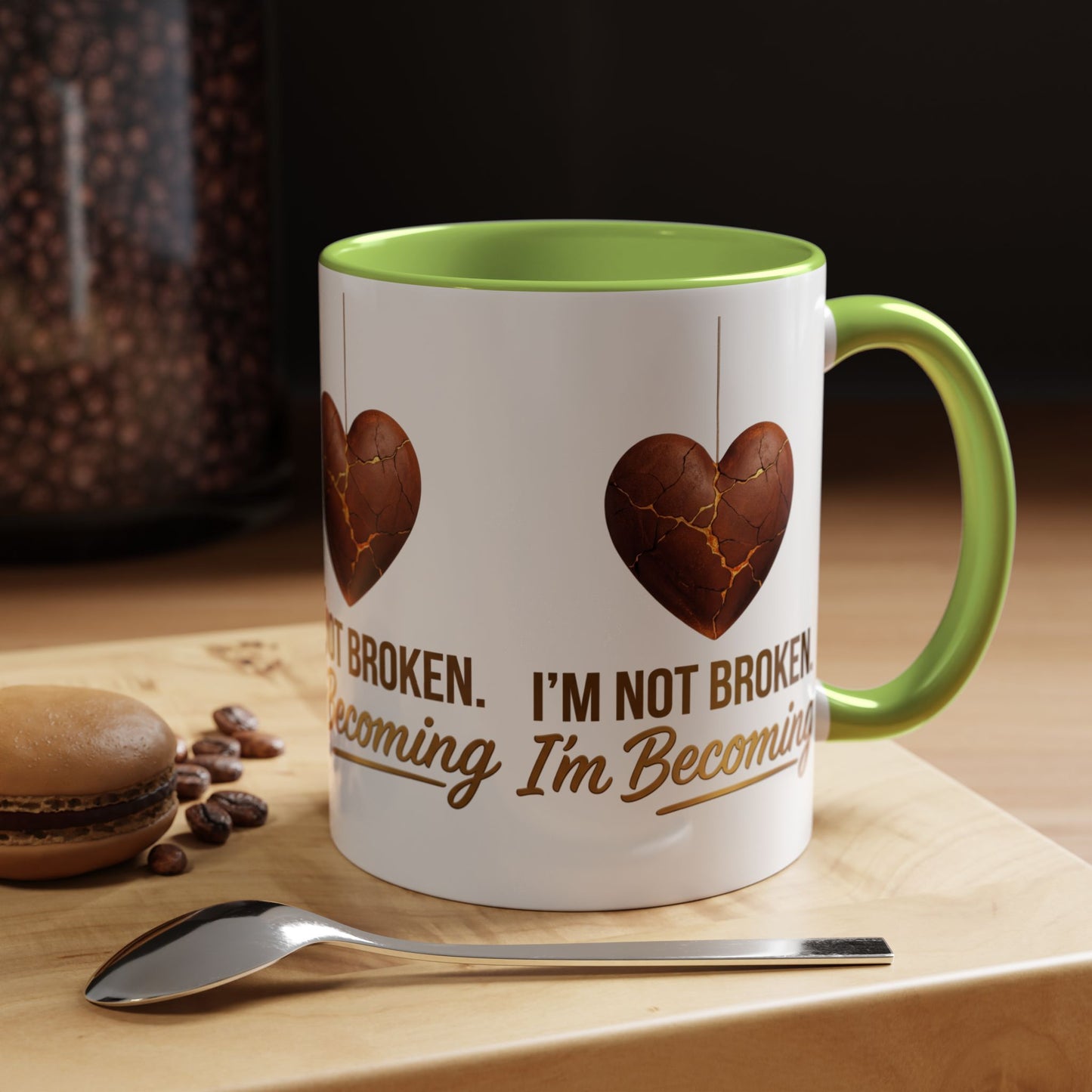Kintsugi Heart Coffee Mug - "I'm Not Broken, I'm Becoming" Inspirational Ceramic Mug