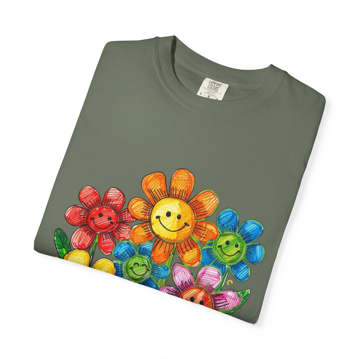 Smiling Rainbow Flower Graphic T-Shirt