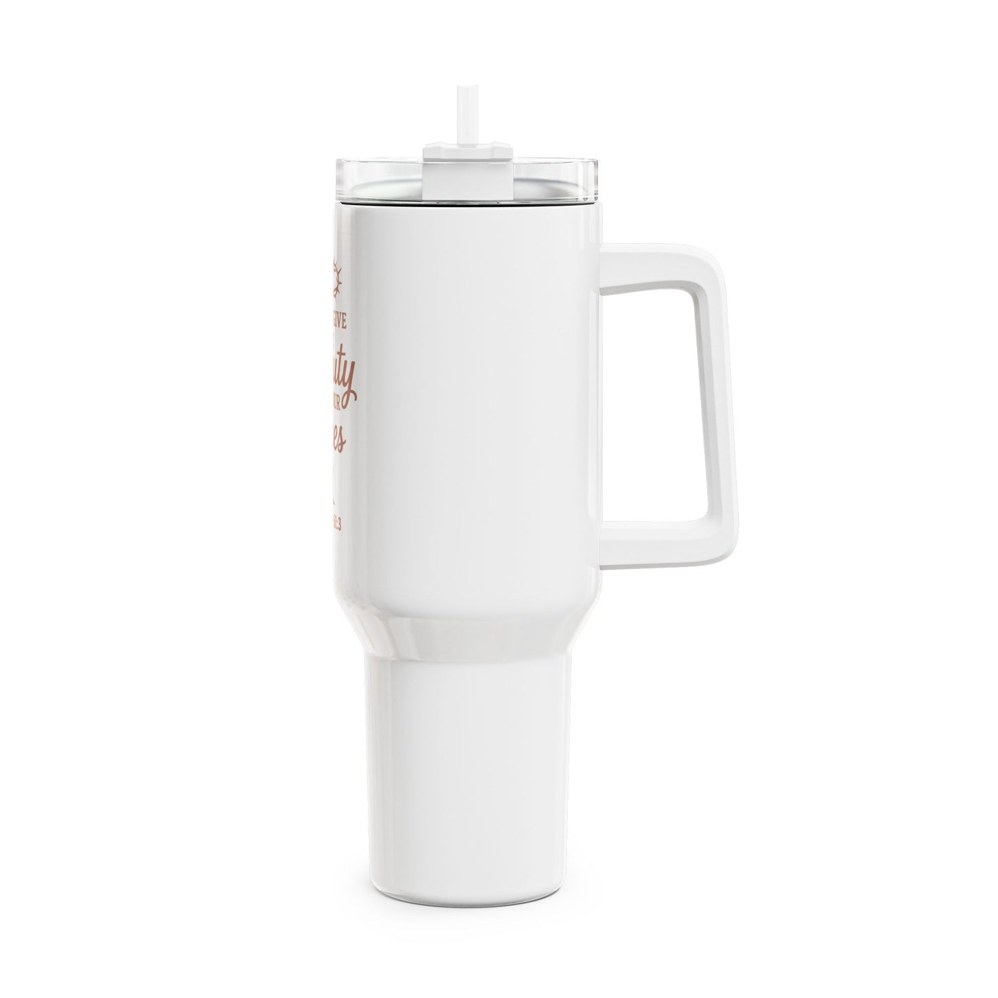 40oz Christian Tumbler - "He Will Give You Beauty for Your Ashes" Isaiah 61:3, Inspirational Faith Travel Mug