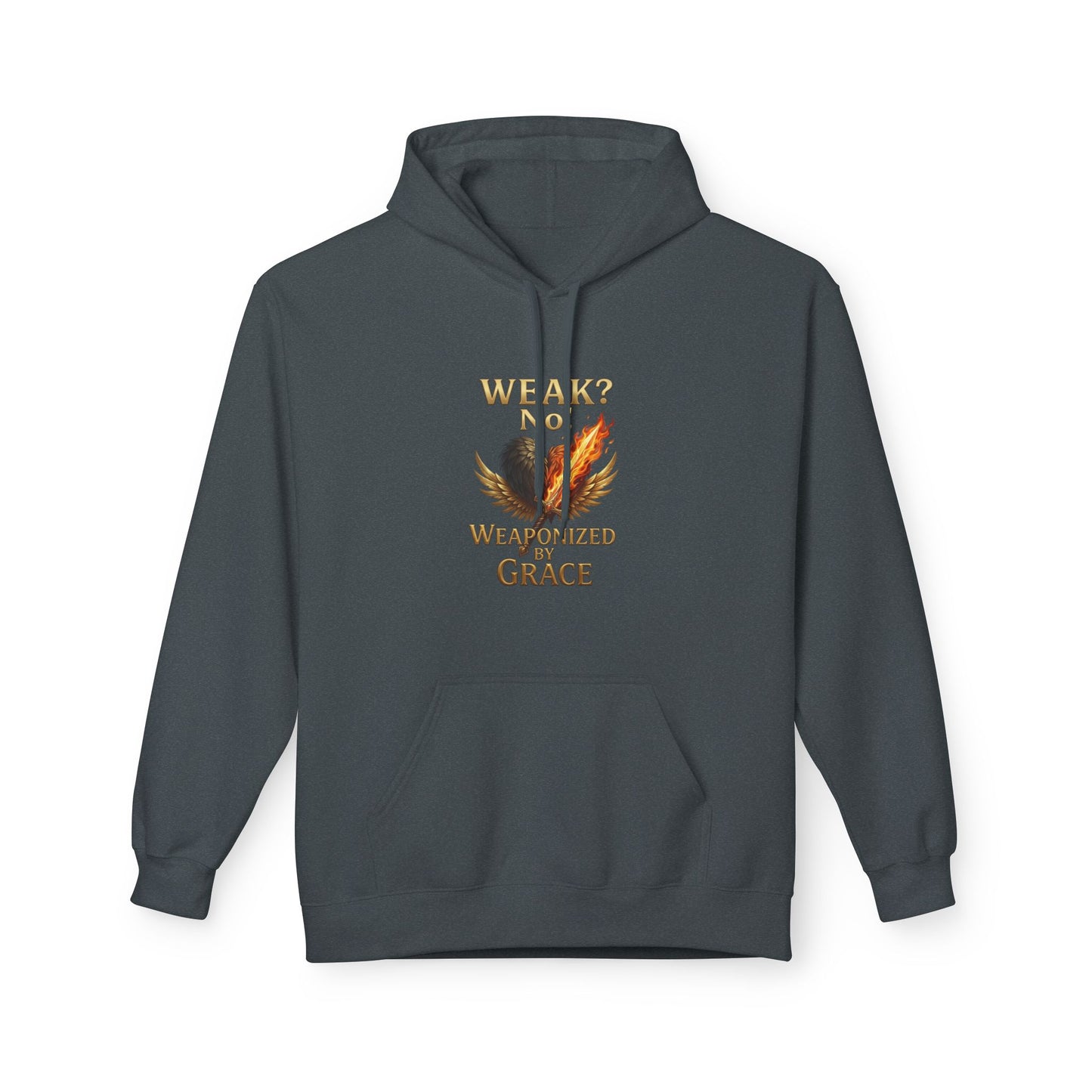 Grace-Armored Hoodie — "Weak? No, Weaponized by Grace" Christian Faith Pullover