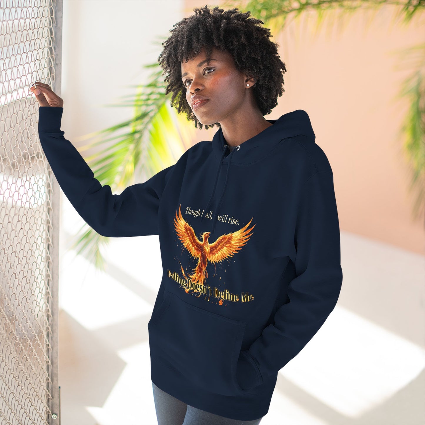 Phoenix Rise Hoodie — "Though I Fall I Will Rise" Inspirational Pullover