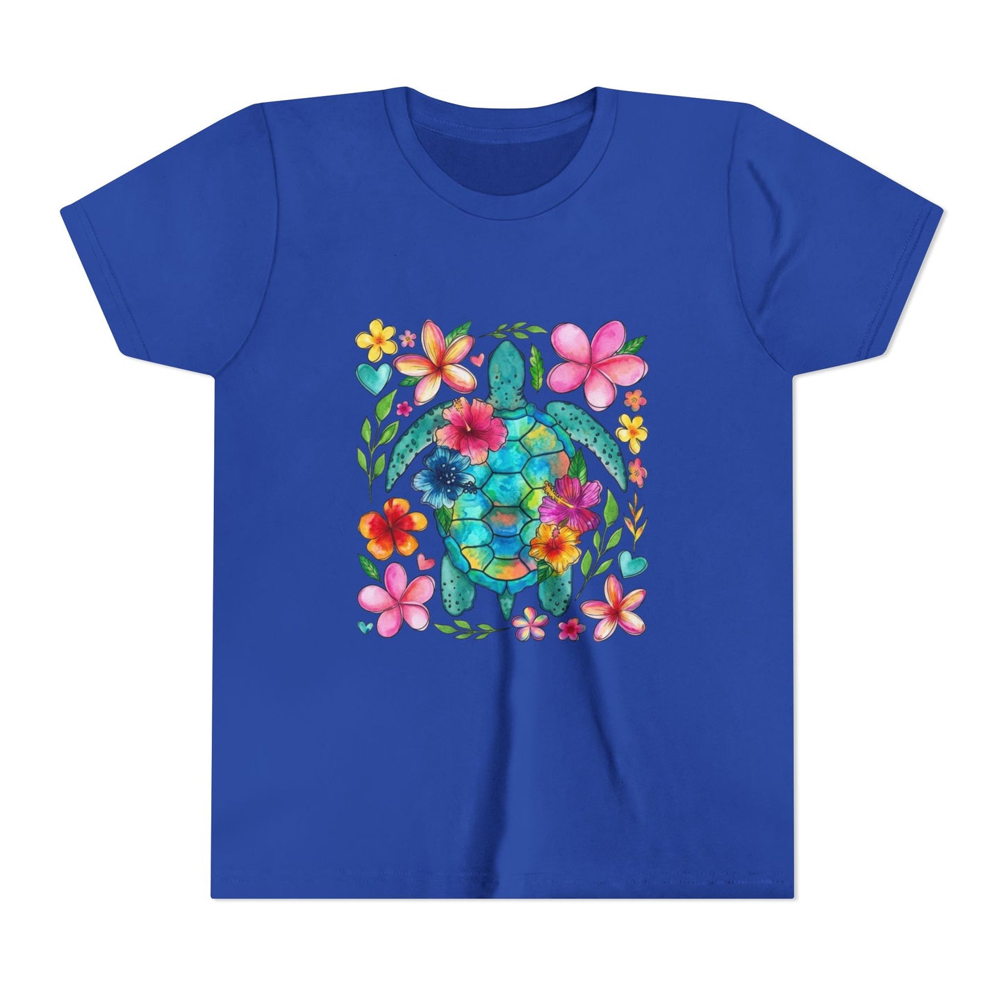 Youth Tee — Colorful Floral Sea Turtle Kids Shirt