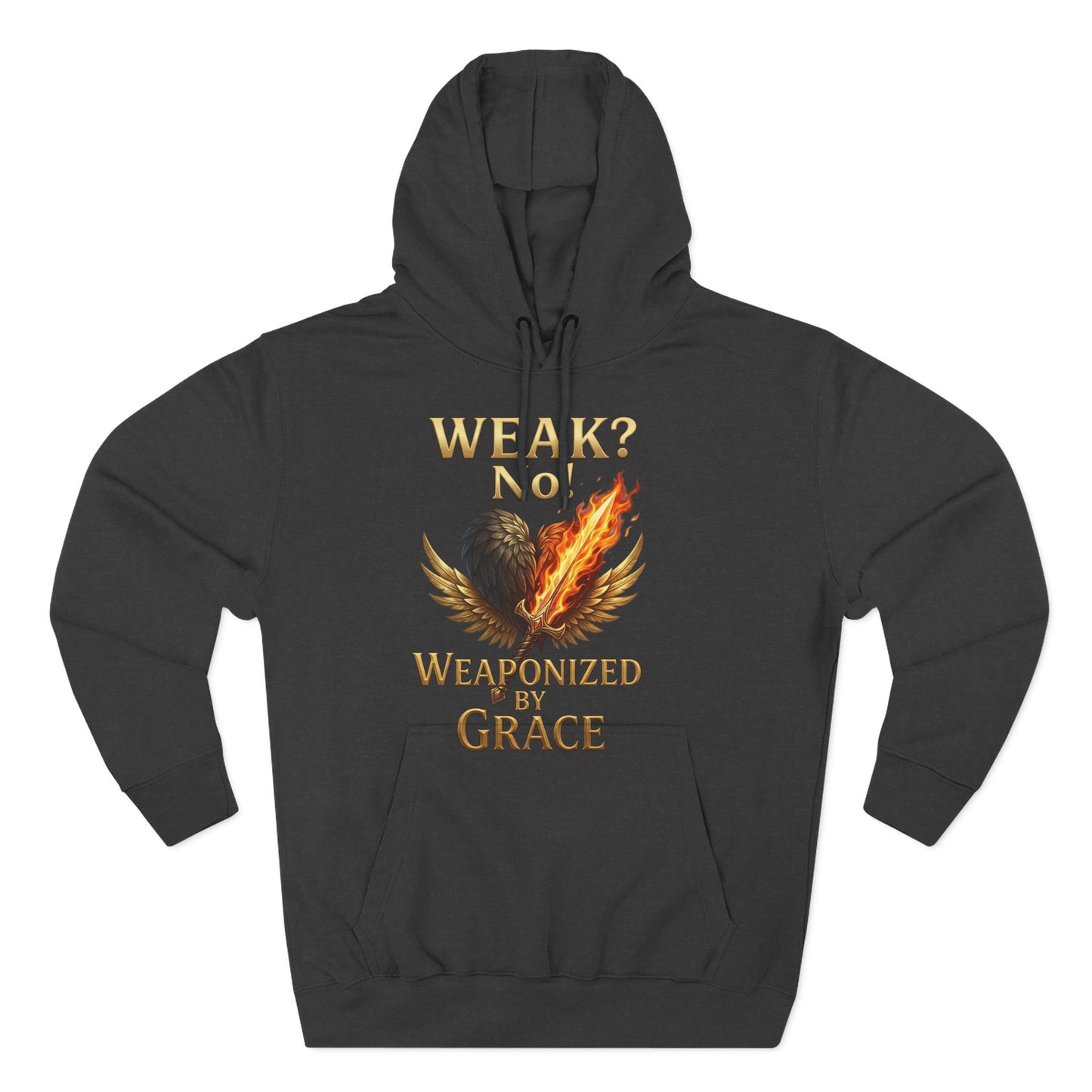 Hoodie - "Weak? No. Weaponized by Grace" Christian Inspirational Pullover