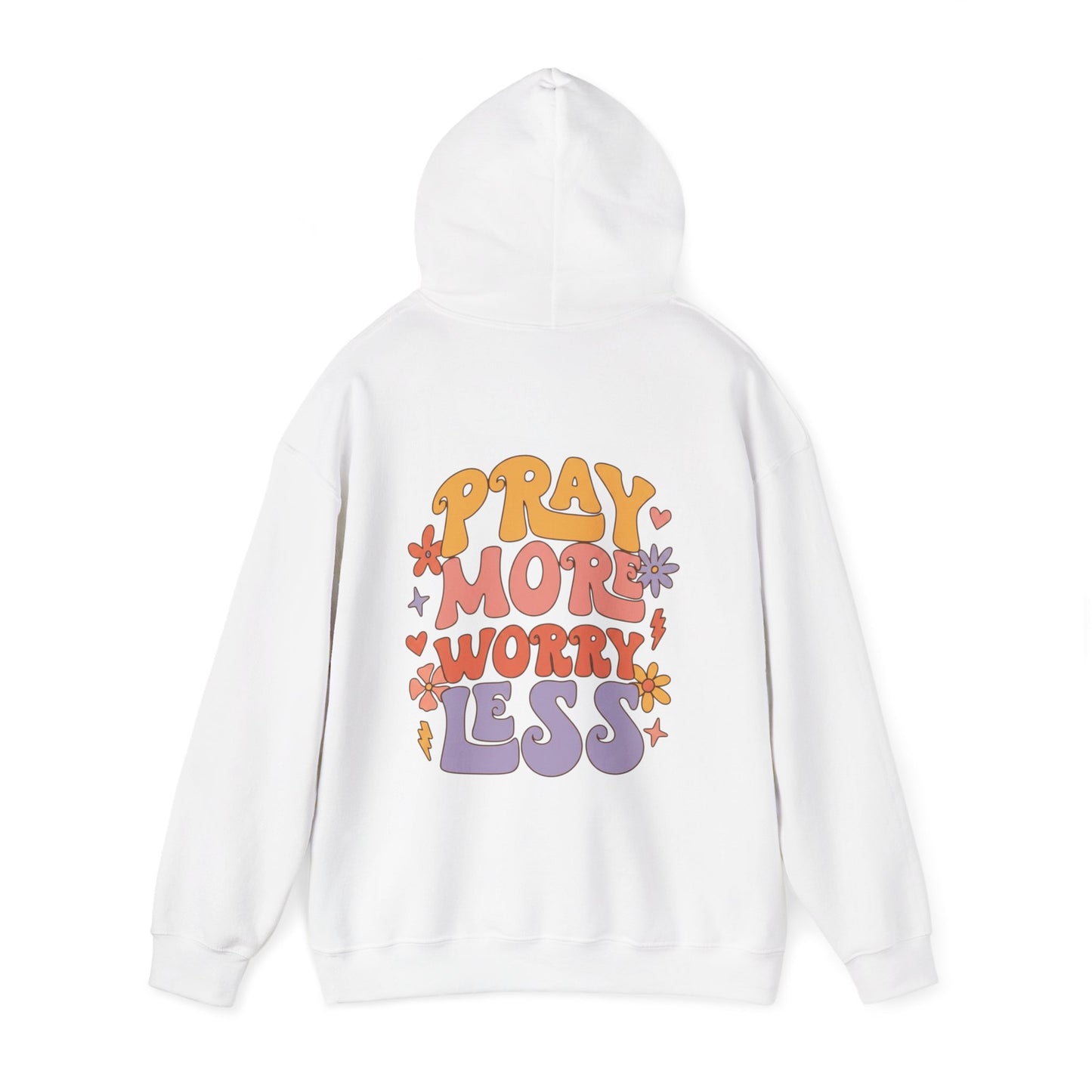 Pray More Worry Less Hoodie — Retro Floral Faith Pullover