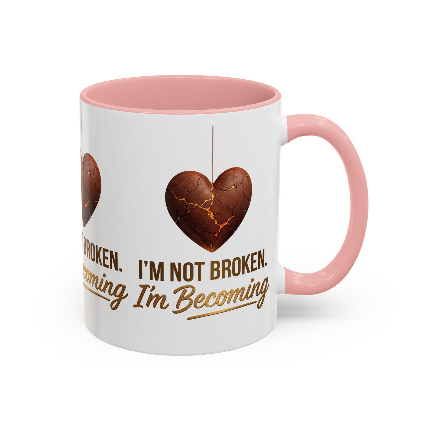 Kintsugi Heart Coffee Mug - "I'm Not Broken, I'm Becoming" Inspirational Ceramic Mug