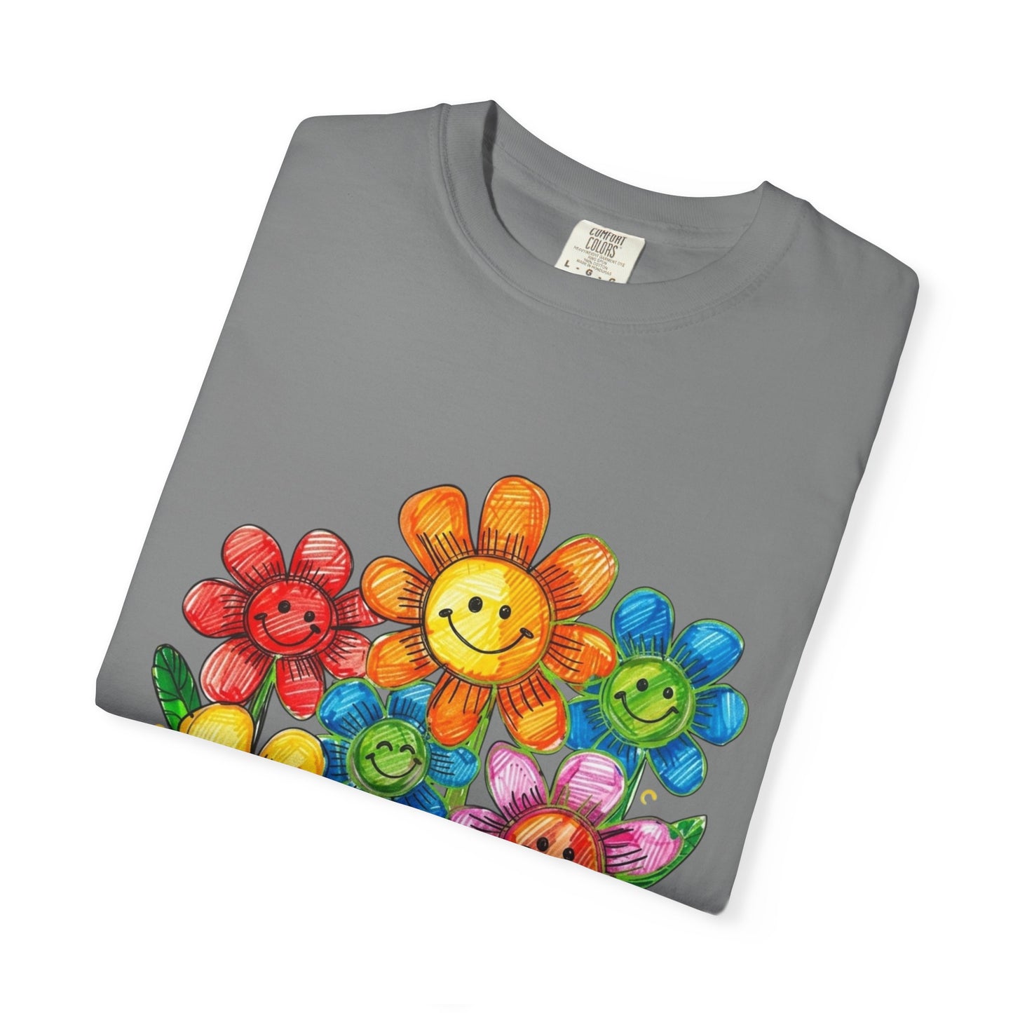 Smiling Rainbow Flower Graphic T-Shirt