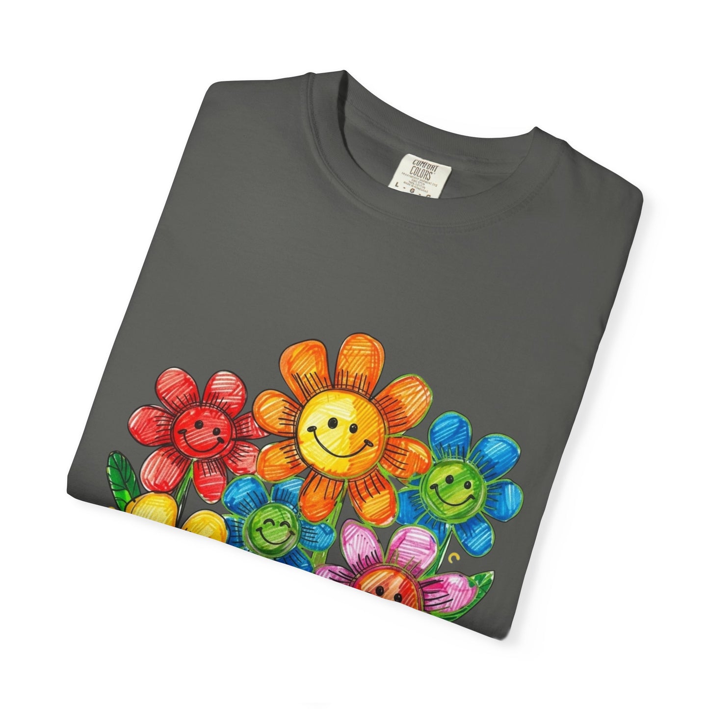 Smiling Rainbow Flower Graphic T-Shirt