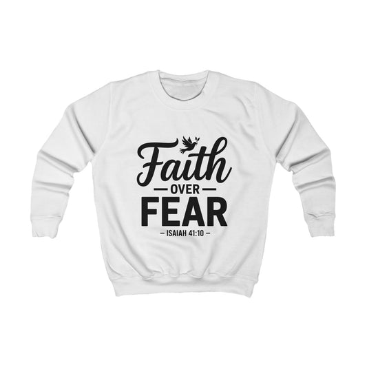 Faith Over Fear Kids Sweatshirt - Isaiah 41:10 Inspirational Christian Kids Pullover