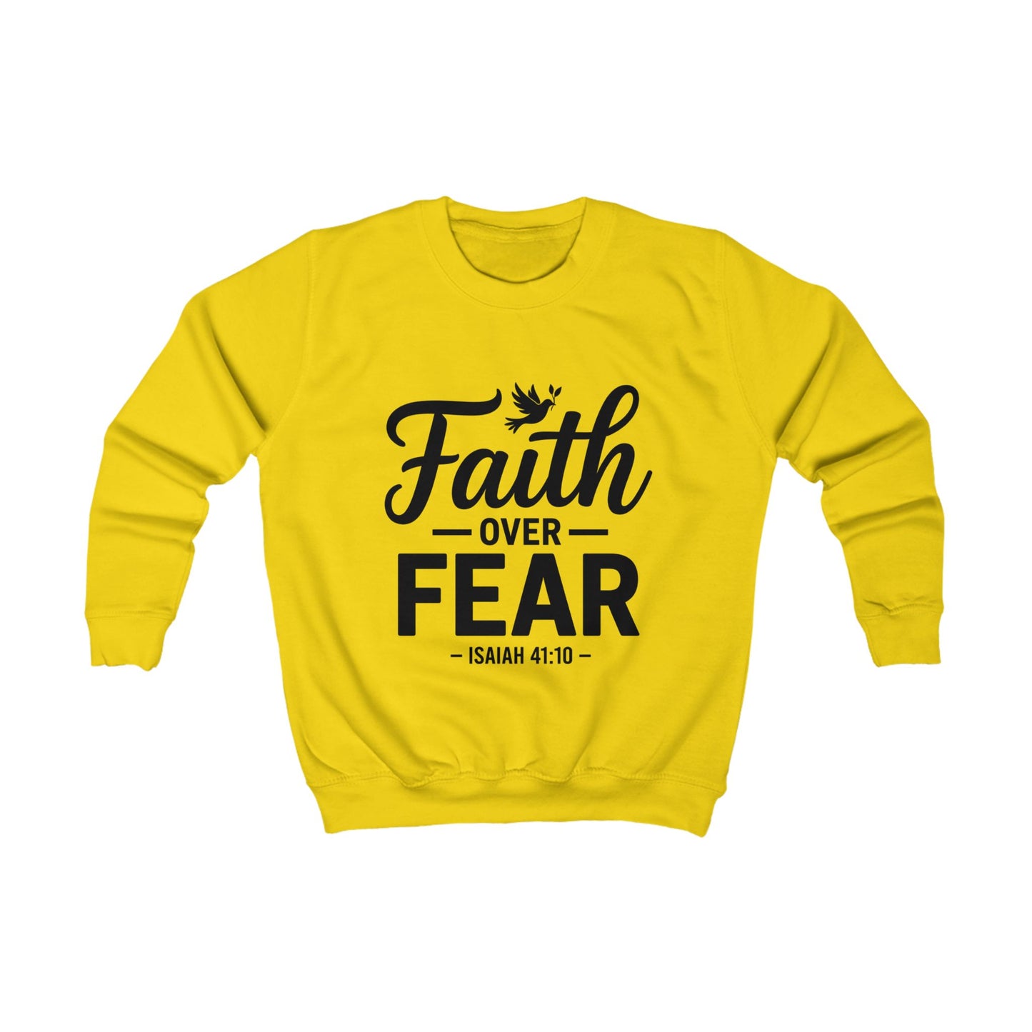 Faith Over Fear Kids Sweatshirt - Isaiah 41:10 Inspirational Christian Kids Pullover