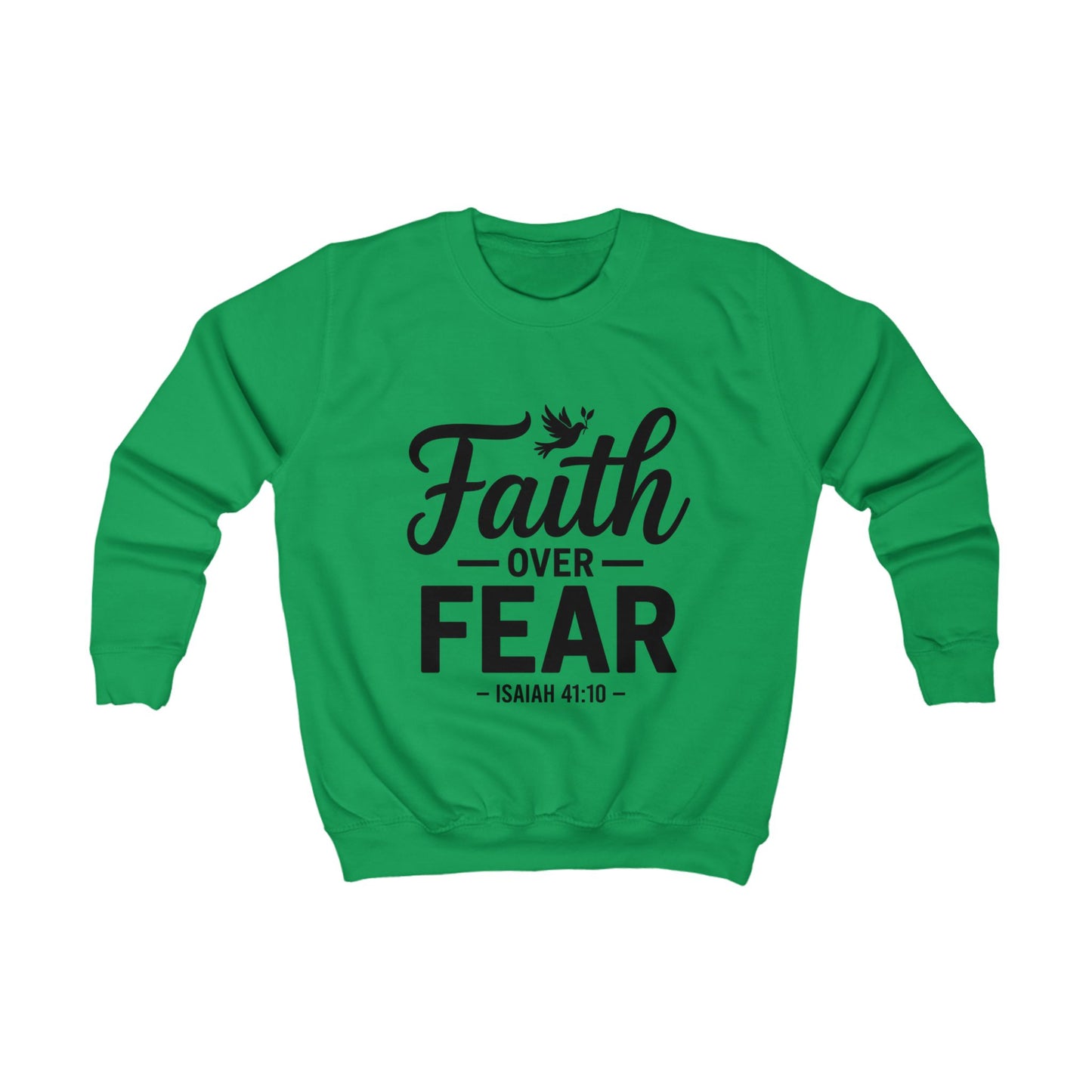 Faith Over Fear Kids Sweatshirt - Isaiah 41:10 Inspirational Christian Kids Pullover