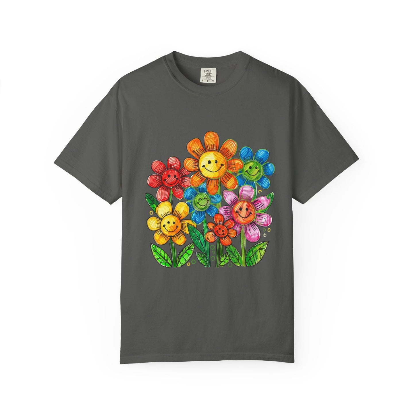 Smiling Rainbow Flower Graphic T-Shirt