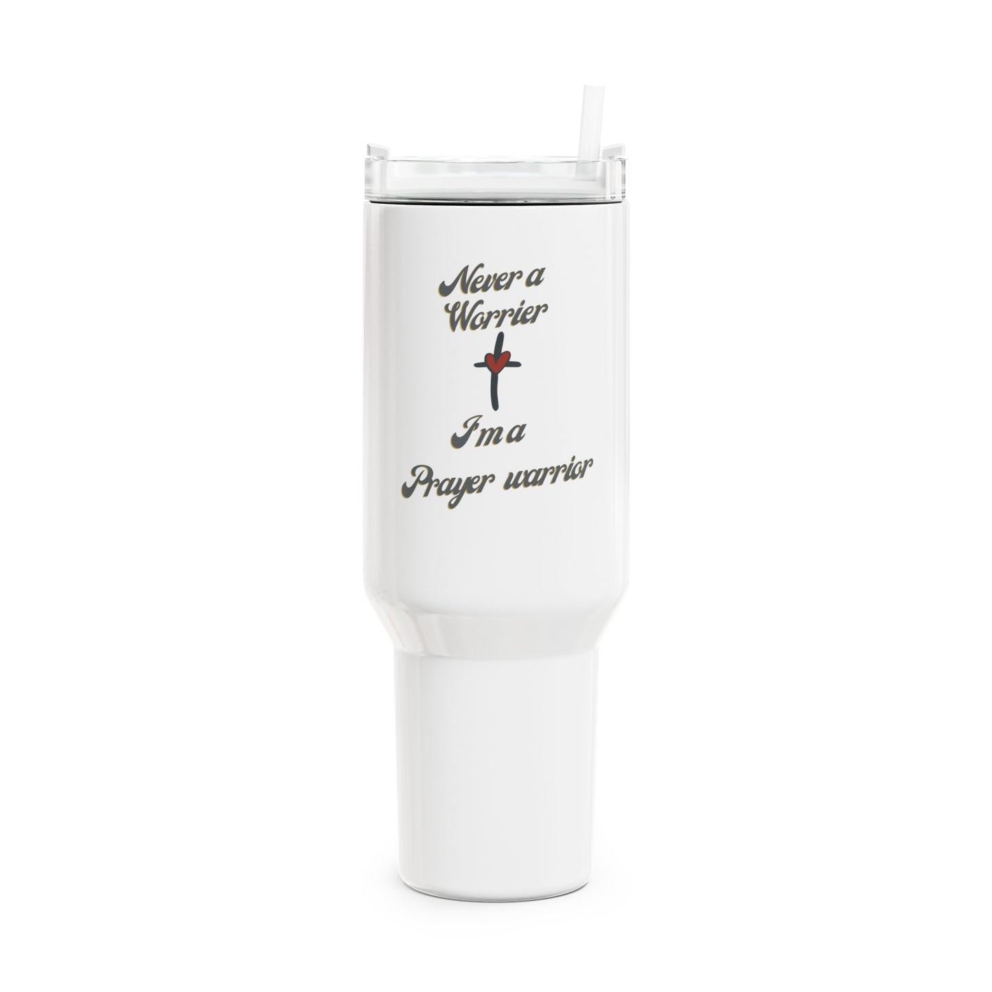 Prayer Warrior 40oz Tumbler – Never a Worrier Christian Travel Mug