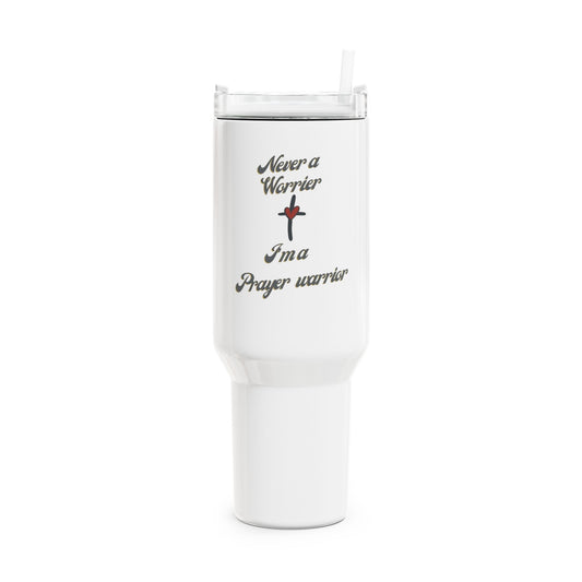 Prayer Warrior 40oz Tumbler – Never a Worrier Christian Travel Mug