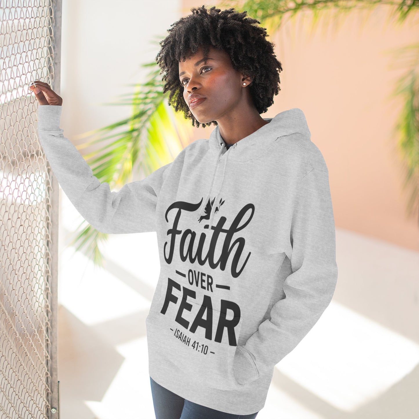 Faith Over Fear Hoodie — Christian Inspirational Pullover (Isaiah 41:10)
