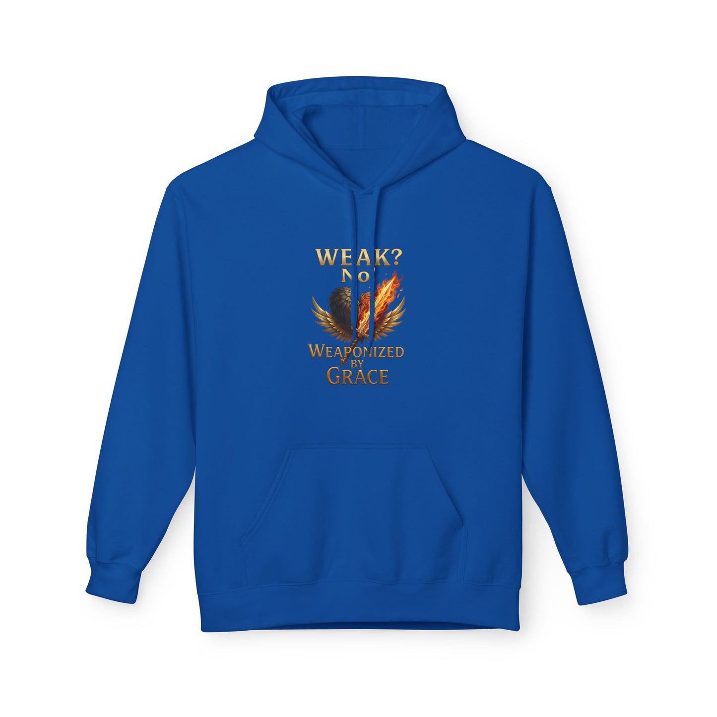 Grace-Armored Hoodie — "Weak? No, Weaponized by Grace" Christian Faith Pullover
