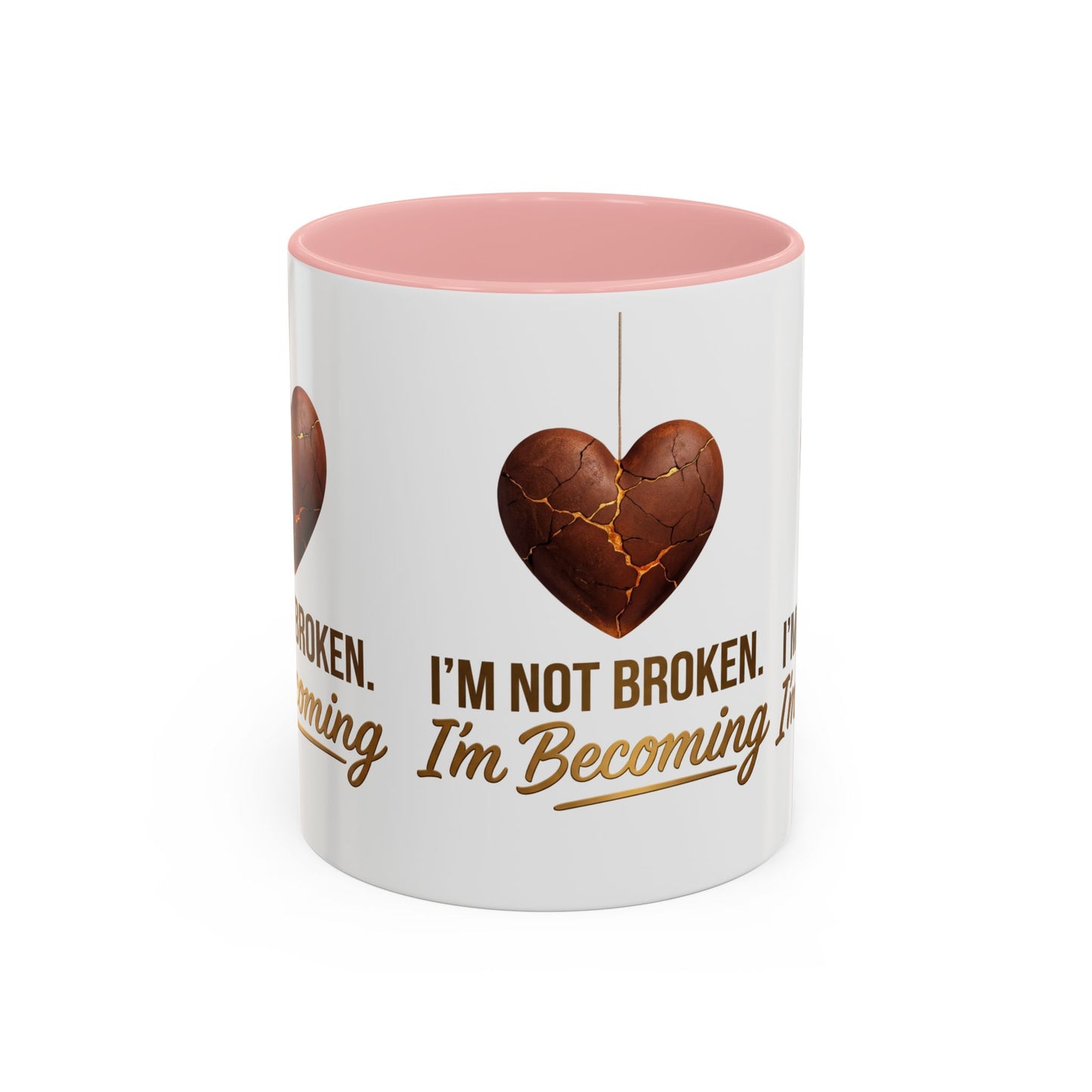 Kintsugi Heart Coffee Mug - "I'm Not Broken, I'm Becoming" Inspirational Ceramic Mug