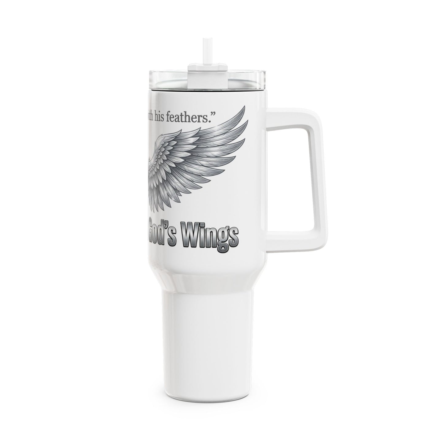 Inspirational Angel Wings Tumbler 40oz – "I'm Covered in God's Love" Travel Mug