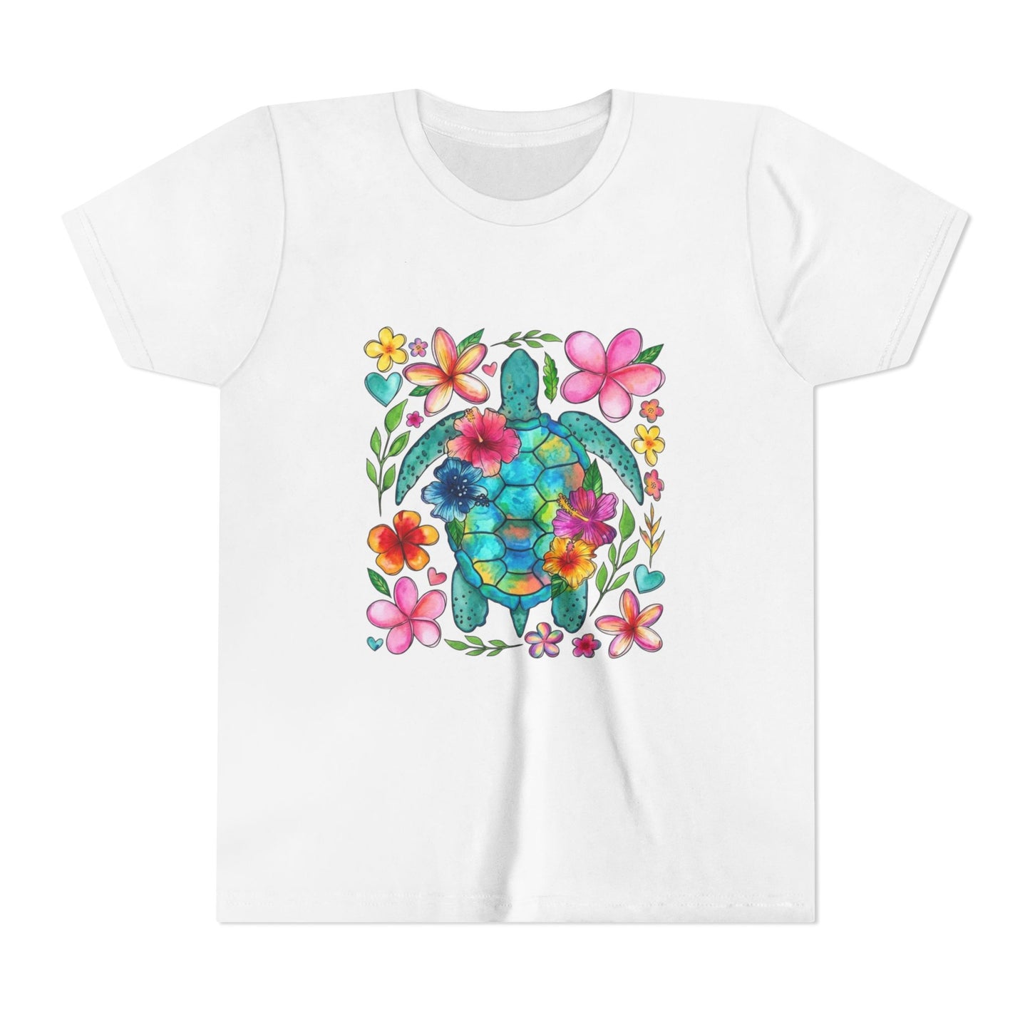 Youth Tee — Colorful Floral Sea Turtle Kids Shirt