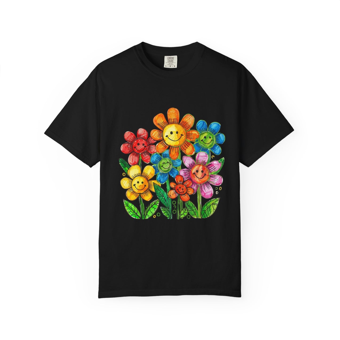 Smiling Rainbow Flower Graphic T-Shirt