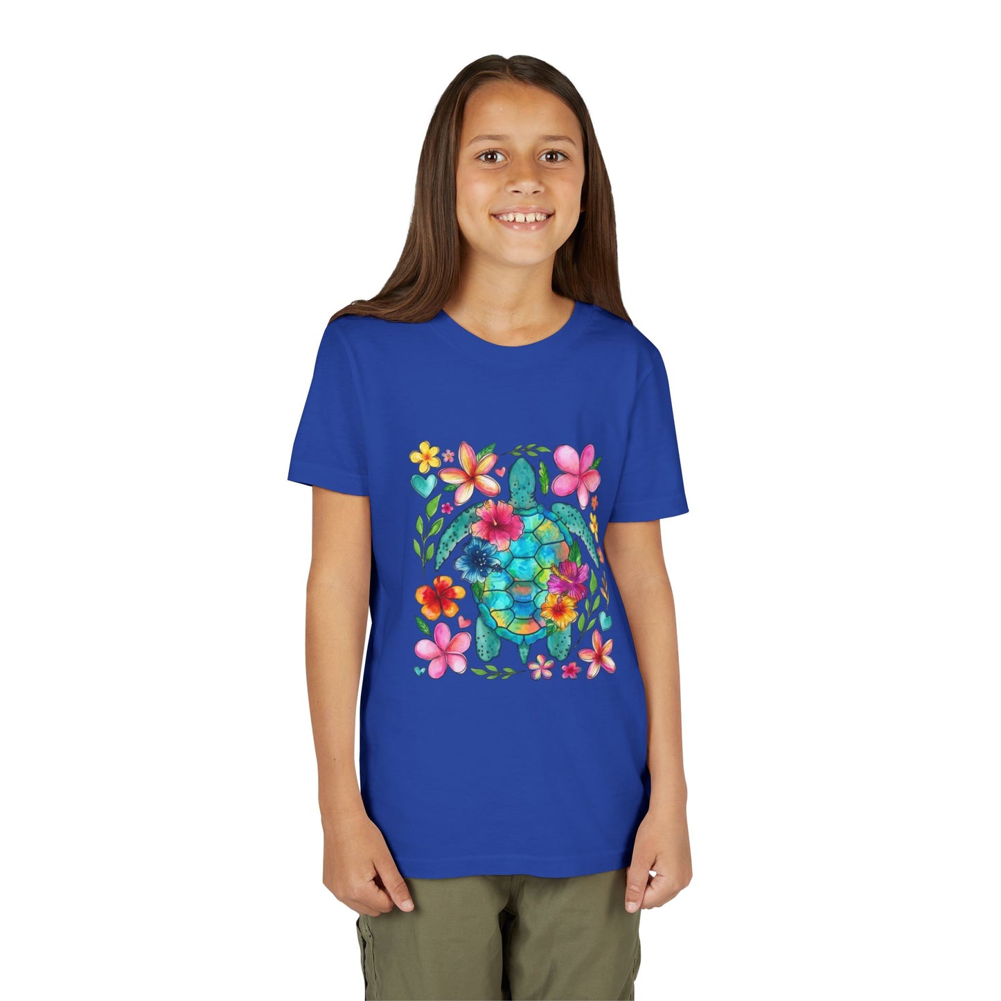 Youth Tee — Colorful Floral Sea Turtle Kids Shirt